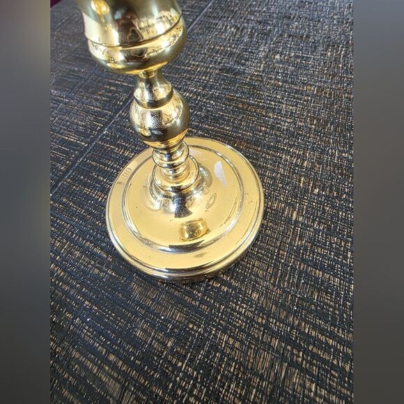 2 Polished Brass Elegant Gold Taper Candlestick Holders Sz 4.5' & 5' Short - Picture 5 of 12